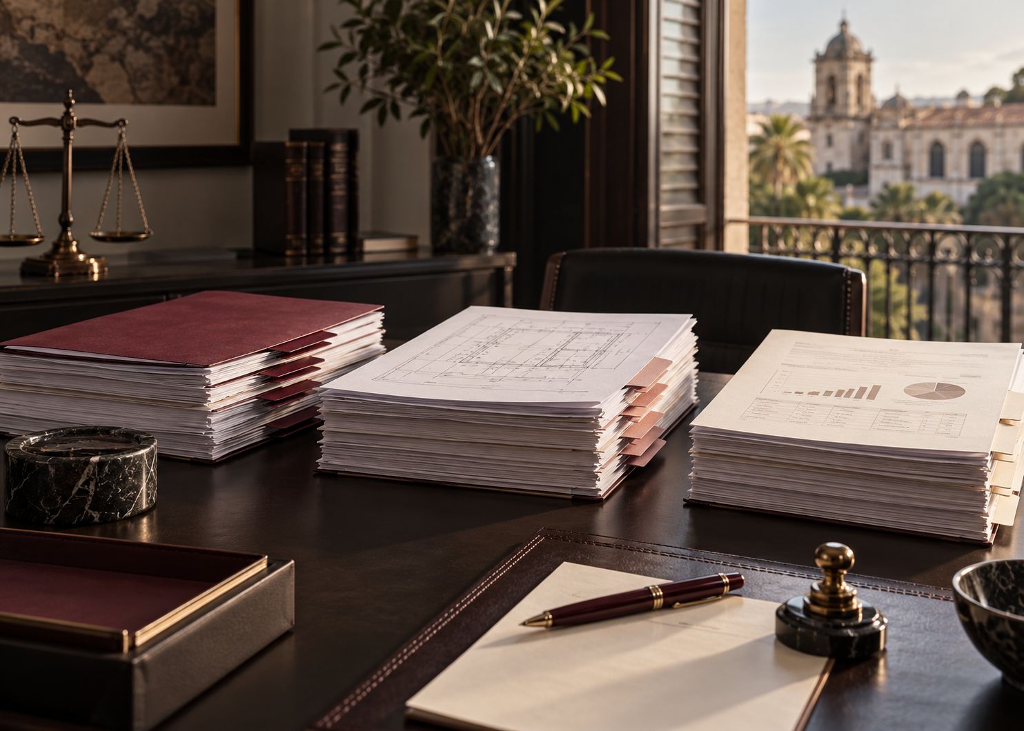 Expedientes organizados en carpetas sobre un escritorio.